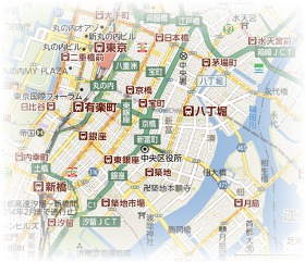 日本橋と銀座の地図